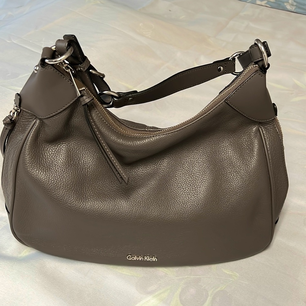 Calvin Klein Leather Hobo Handbag,